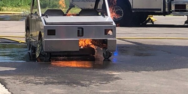 Burning car simulation at Carbondale Fire Training facility built by PNCI Construction