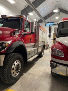 Fire engines in newly constructed bay