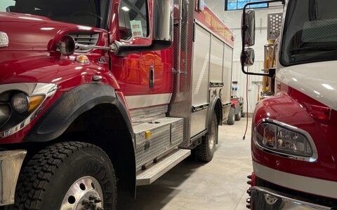 Fire engines in newly constructed bay