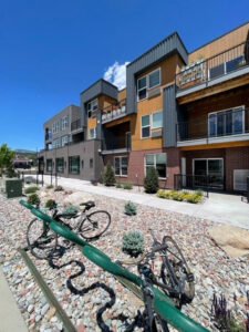 Looking down the length of upscale, modern Sopris Lofts apartment building