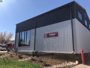 Side view of metal exterior used to finish West End Fire Station #84 in Glenwood Springs, CO; building by PNCI Construction